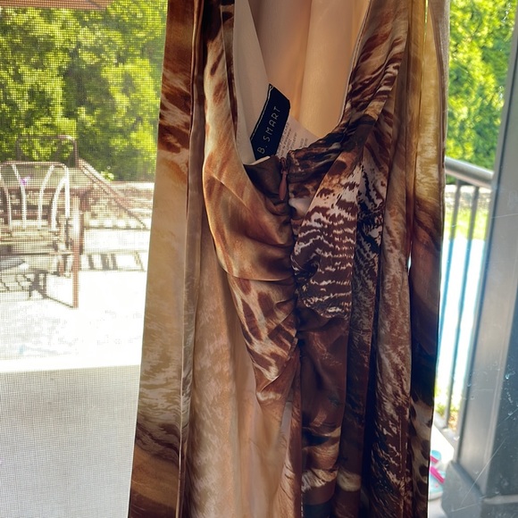 B.Smart Spaghetti Criss Cross Full Length Dress Sz 3/4 Safari Bronze Gow… - Picture 5 of 8